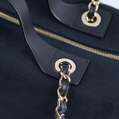 Chanel Zip Deauville Bag Navy Microchip