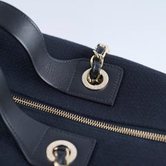 Chanel Zip Deauville Bag Navy Microchip