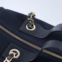 Chanel Zip Deauville Bag Navy Microchip