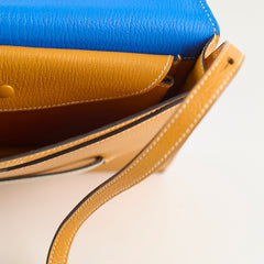 Hermes Faco II chevre Mysore pouch clutch crossbody tri color - A stamp