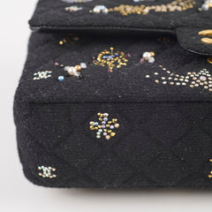 Chanel Medium Classic Crystal Embellished Flap Bag Black Microchip