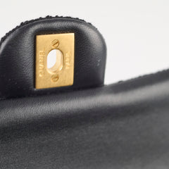 Chanel Medium Classic Crystal Embellished Flap Bag Black Microchip