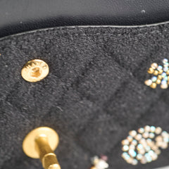Chanel Medium Classic Crystal Embellished Flap Bag Black Microchip