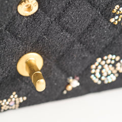 Chanel Medium Classic Crystal Embellished Flap Bag Black Microchip