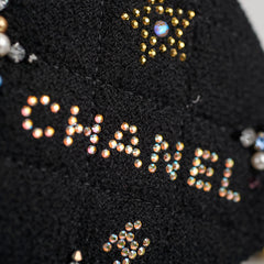 Chanel Medium Classic Crystal Embellished Flap Bag Black Microchip
