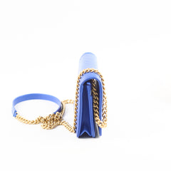 Chanel Boy Wallet on Chain Blue Lambksin