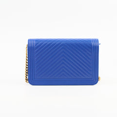 Chanel Boy Wallet on Chain Blue Lambksin