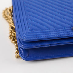 Chanel Boy Wallet on Chain Blue Lambksin