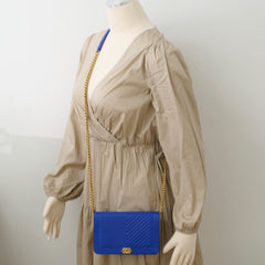 Chanel Boy Wallet on Chain Blue Lambksin