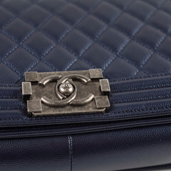 Chanel Old Medium Caviar Boy Metallic Blue