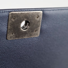 Chanel Old Medium Caviar Boy Metallic Blue