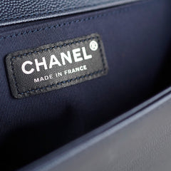 Chanel Old Medium Caviar Boy Metallic Blue