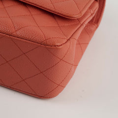 Chanel Medium/Large 24k plated caviar classic flap salmon