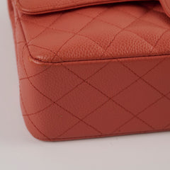 Chanel Medium/Large 24k plated caviar classic flap salmon