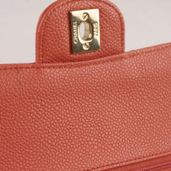 Chanel Medium/Large 24k plated caviar classic flap salmon