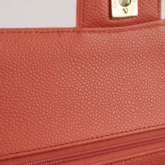 Chanel Medium/Large 24k plated caviar classic flap salmon
