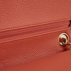 Chanel Medium/Large 24k plated caviar classic flap salmon