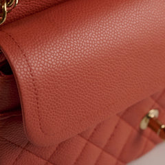 Chanel Medium/Large 24k plated caviar classic flap salmon