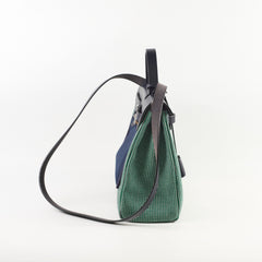 Hermes Herbag Zip 31 Criss Viking Quadrille Dark Green, Navy