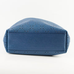 Chanel Perforated Drawstring Bucket Bag Blue