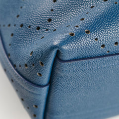 Chanel Perforated Drawstring Bucket Bag Blue