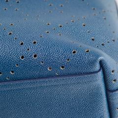 Chanel Perforated Drawstring Bucket Bag Blue