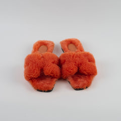 Hermes Fur Oran Sandals Orange Size 40