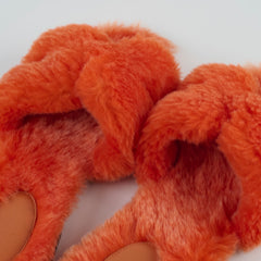 Hermes Fur Oran Sandals Orange Size 40