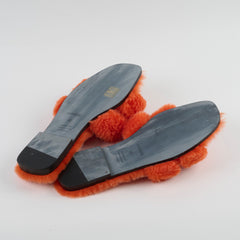 Hermes Fur Oran Sandals Orange Size 40