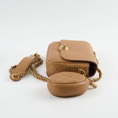 Chanel Seasonal Crossbody Bag with Pouch Tan