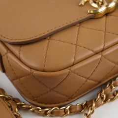 Chanel Seasonal Crossbody Bag with Pouch Tan