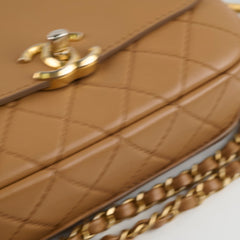 Chanel Seasonal Crossbody Bag with Pouch Tan