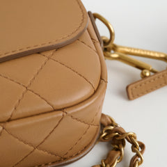 Chanel Seasonal Crossbody Bag with Pouch Tan