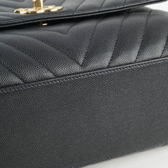 Chanel Medium Coco Handle (Lizard Top Handle) Black Chevron