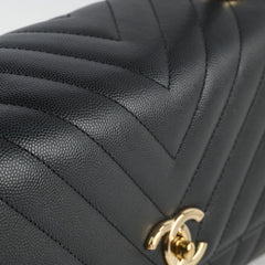 Chanel Medium Coco Handle (Lizard Top Handle) Black Chevron