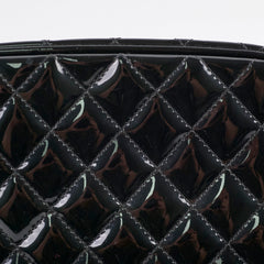 Chanel Mademoiselle Matelasse Coco Mark Bowling Bag Patent Black