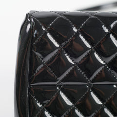 Chanel Mademoiselle Matelasse Coco Mark Bowling Bag Patent Black