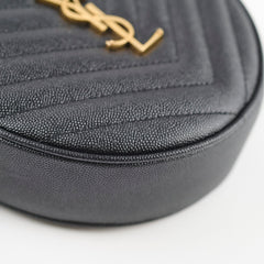 Saint Laurent Round Quilted Leather Black