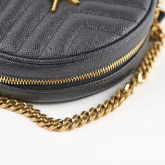 Saint Laurent Round Quilted Leather Black