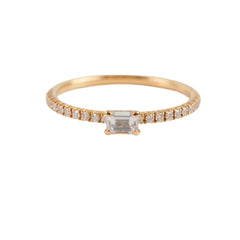 Cartier Etincelle De Crartier Emerald Cut Diamond Ring Pink Gold Size 53