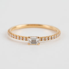 Cartier Etincelle De Crartier Emerald Cut Diamond Ring Pink Gold Size 53