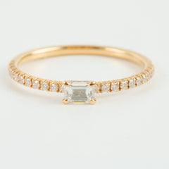 Cartier Etincelle De Crartier Emerald Cut Diamond Ring Pink Gold Size 53