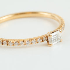 Cartier Etincelle De Crartier Emerald Cut Diamond Ring Pink Gold Size 53