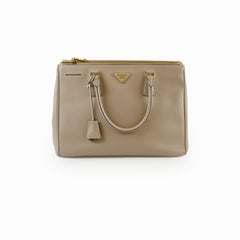 Prada Saffiano Medium Galleria Double Zip Tote Light Grey