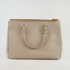 Prada Saffiano Medium Galleria Double Zip Tote Light Grey