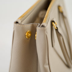 Prada Saffiano Medium Galleria Double Zip Tote Light Grey