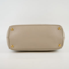 Prada Saffiano Medium Galleria Double Zip Tote Light Grey