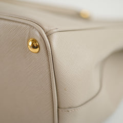 Prada Saffiano Medium Galleria Double Zip Tote Light Grey