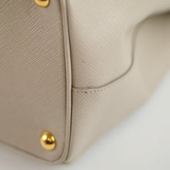 Prada Saffiano Medium Galleria Double Zip Tote Light Grey