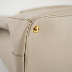 Prada Saffiano Medium Galleria Double Zip Tote Light Grey